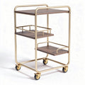 Carrello da cucina con struttura in metallo oro e ripiani in legno 70 x 40 x 85cm