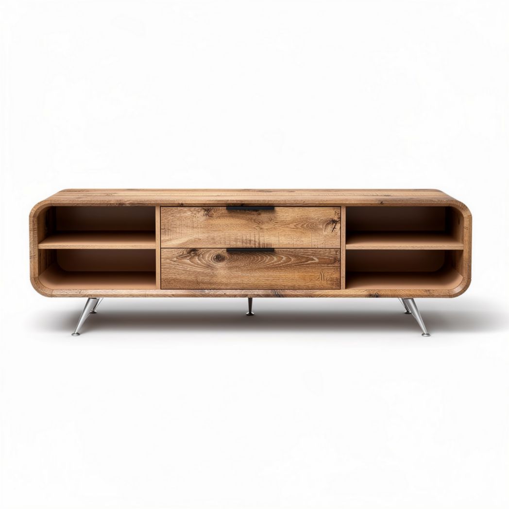 Mobile porta TV in legno con ripiani aperti e cassetto 120 x 40 x 50cm