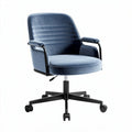 Sedia da ufficio girevole in velluto blu con base nera 70 x 70 x 90cm