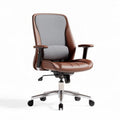 Sedia da ufficio girevole in pelle e tessuto marrone e grigio 70 x 60 x 120cm