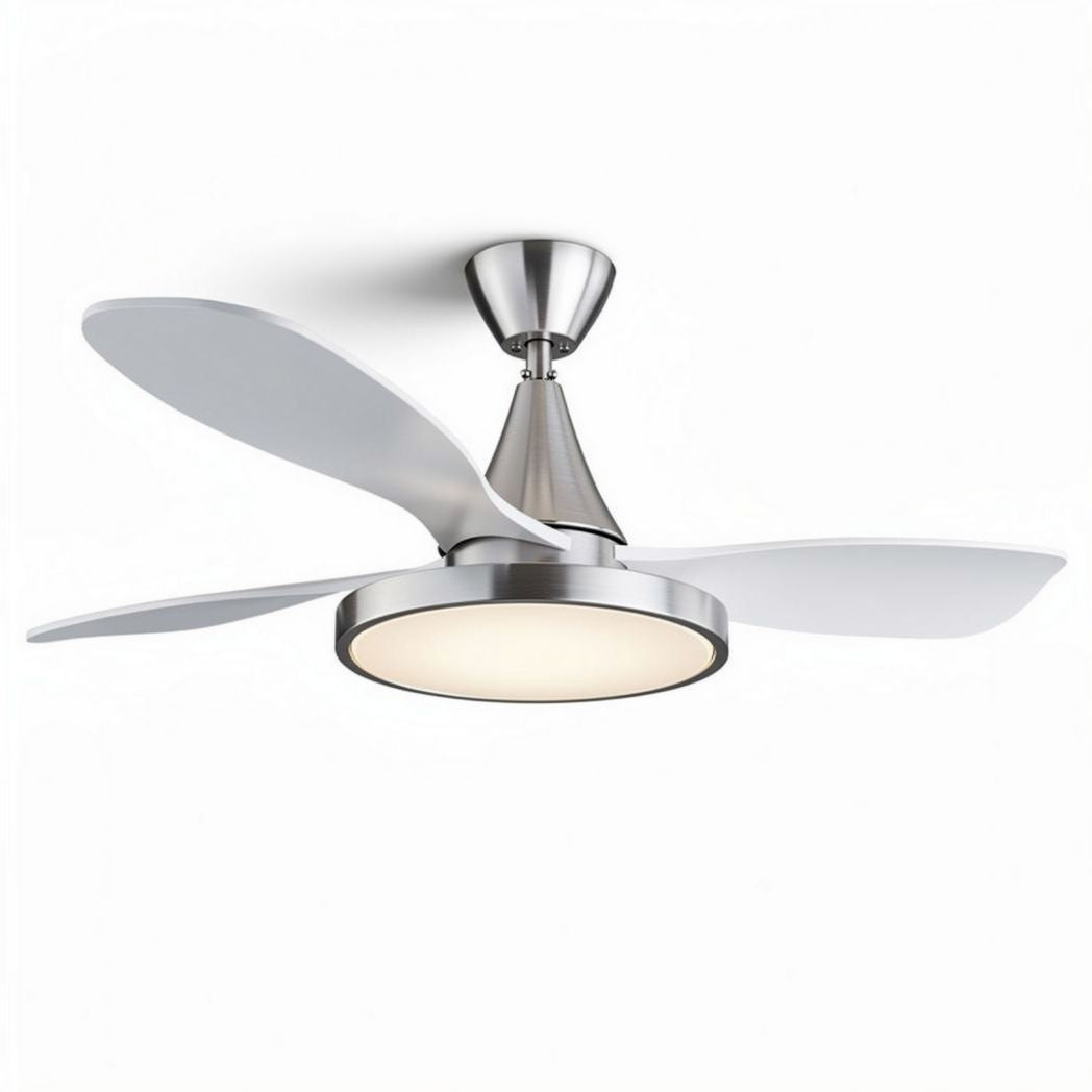 Ventilatore a soffitto con luce led in metallo e finitura cromo 60 x 60 x 30cm